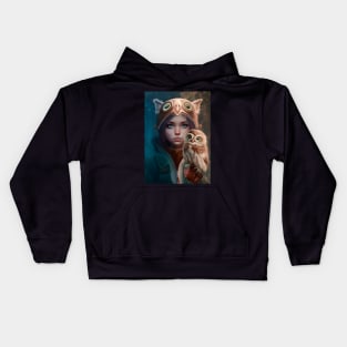 Adventure girl and owl Kids Hoodie